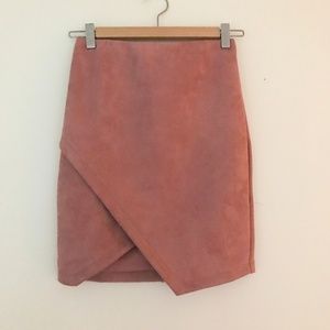 LF pink suede skirt